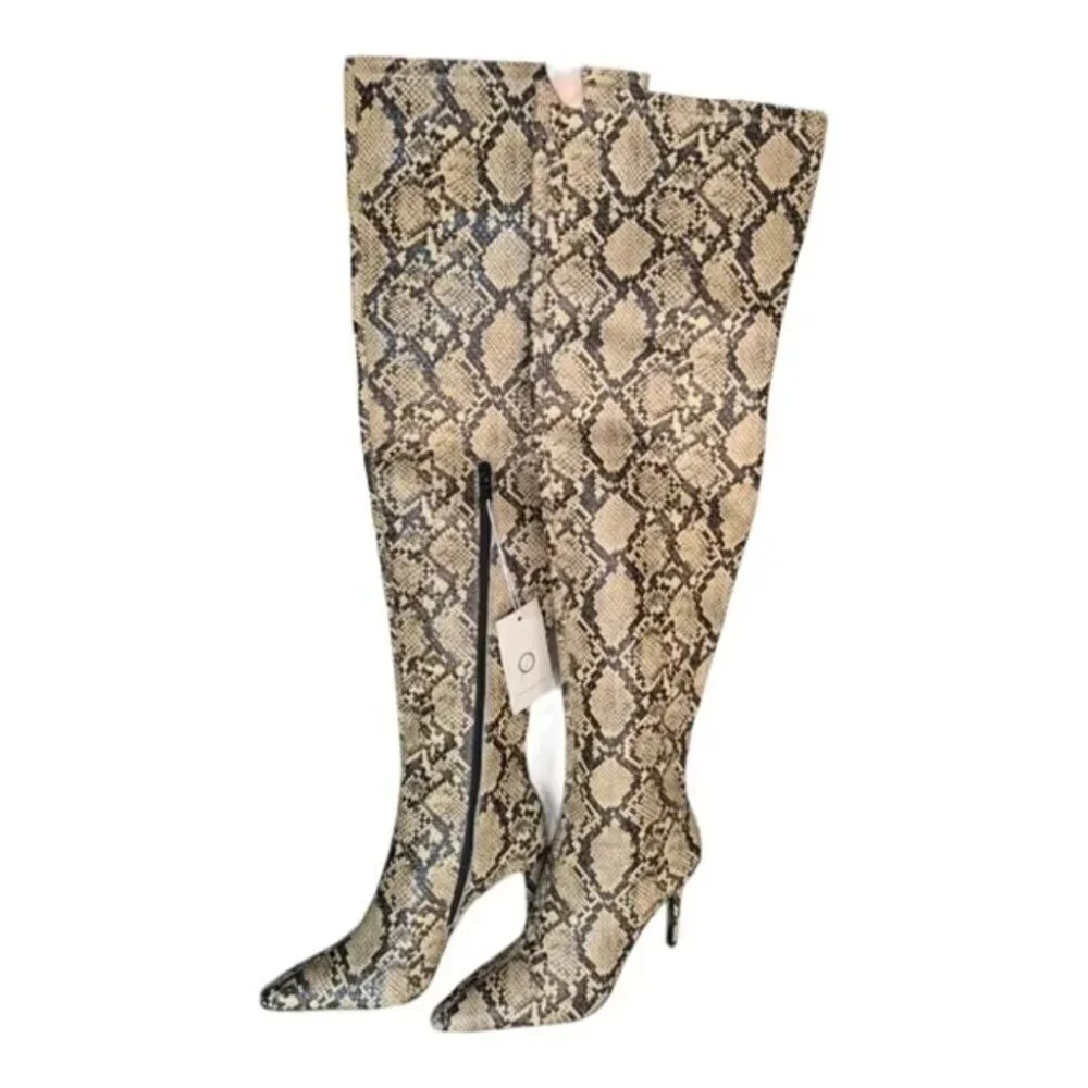 Design Concept Studio Reptile Snake Print Thigh High Boots Size 7